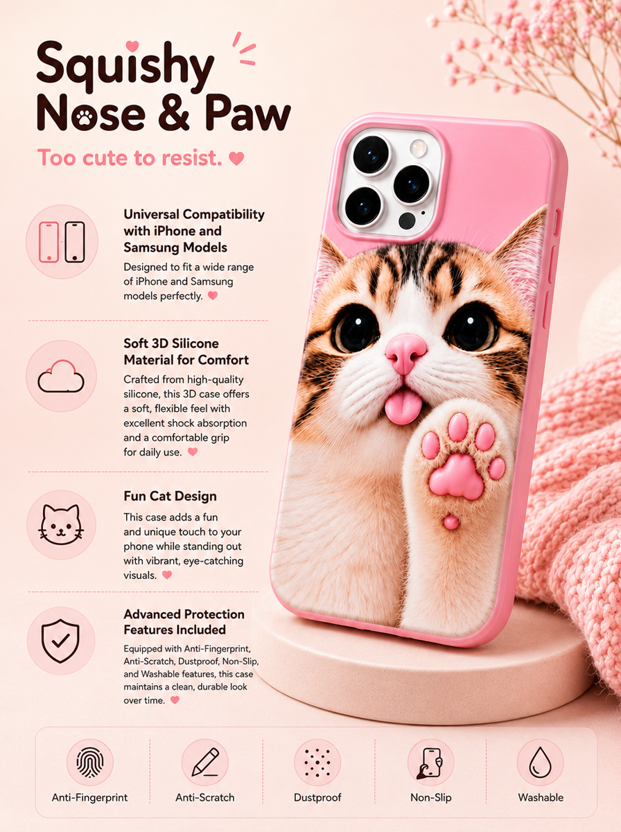 3D Squishy Cat Phone Case